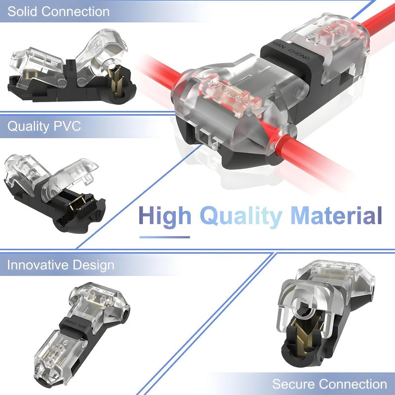 VISDOLL 10Pcs 3 Way 1 Pin T Tap Connectors for 22-24 AWG, Low Voltage - Solderless No Stripping Quick Wire Splice - Image 5
